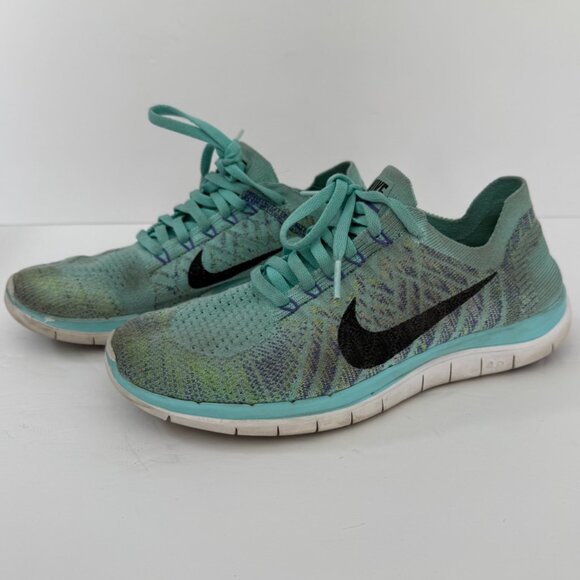 NIKE Aqua & Multicolor Flyknit 4.0 Running Shoes - Picture 4 of 9